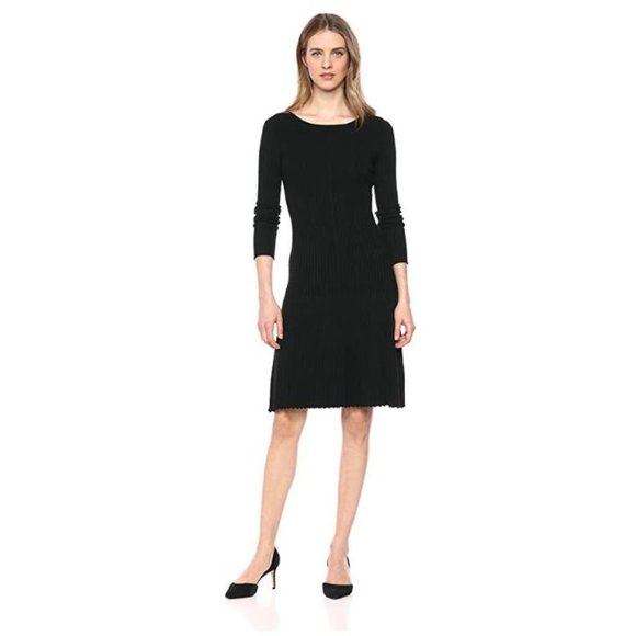 Lark & Ro Women's Long Sleeve Flared Sweater Dress - Picture 1 of 4